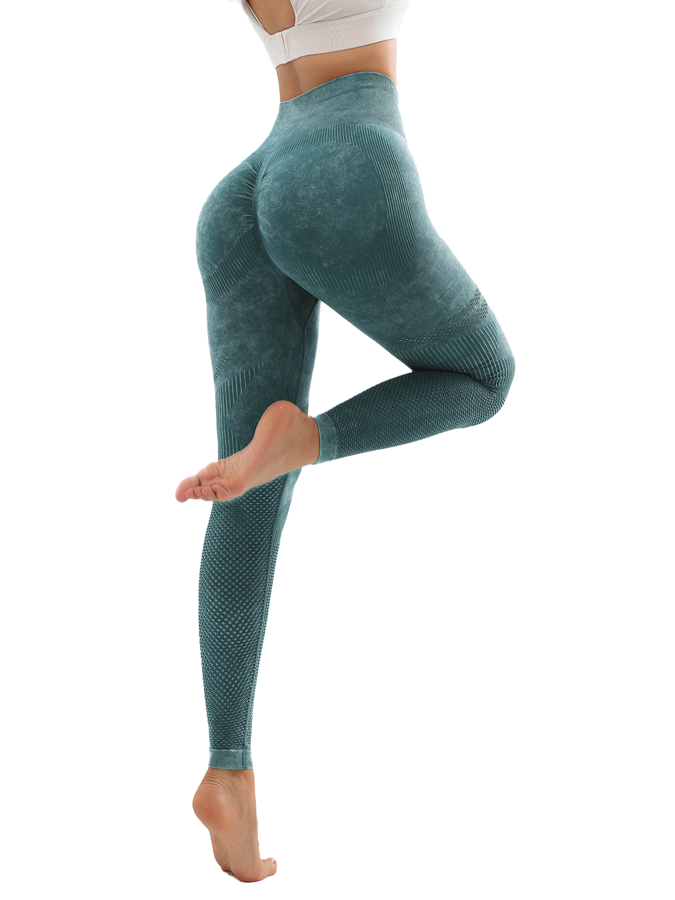 3 Pack Women's High Waist Seamless Sports Leggings, Textured Tummy Control Yoga Pants, Ruched Booty Tights with Wide Waistband - Image 26