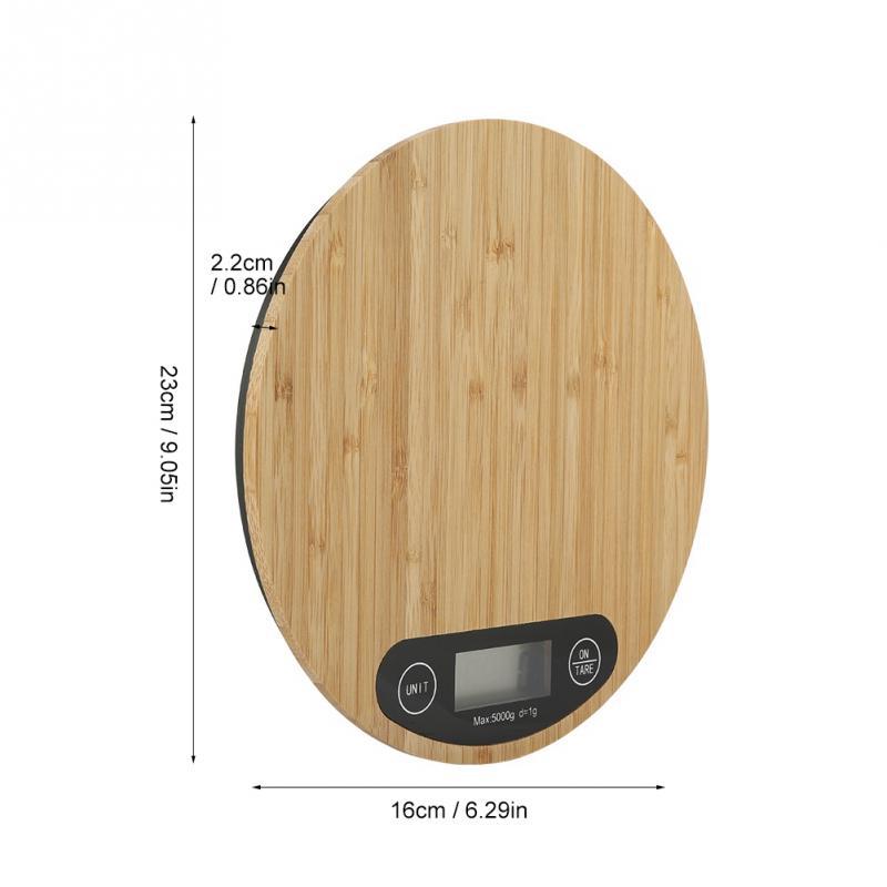 Bamboo Panel Electronic Kitchen Scale - Large Round Baking Scale for Accurate Gram Weighing - Image 2