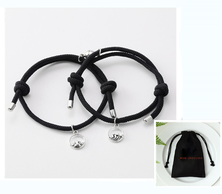 Handcrafted Ancient Silver Love Vows Magnet Bracelet for Lovers