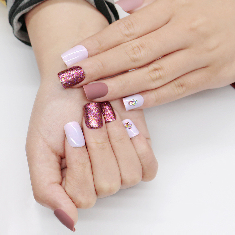 24 Matte Metallic Nude Nail Tips - 24-Piece Set for Stunning Manicures - Image 2