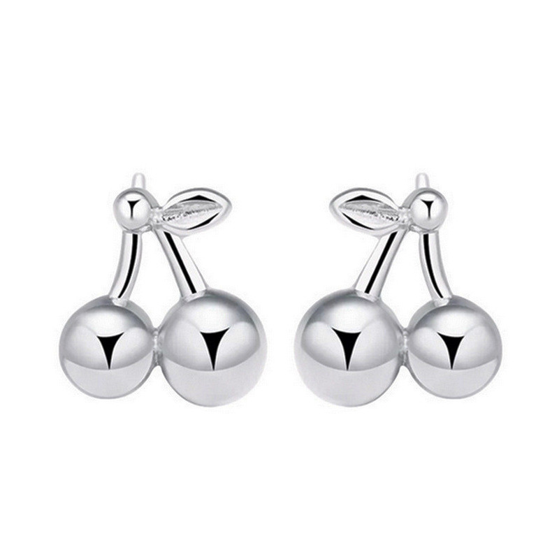 Shengli S925 Silver Stud Earrings - Fresh Korean Style Sweet Diamond Cherry Design - Image 4