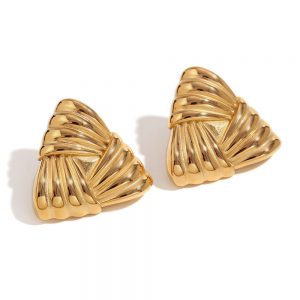 18K Gold Triangular Stud Earrings - Fashion Niche Retro Jewelry for Women