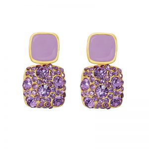 Trendy Rhinestone Cube Earrings - Fashionable Geometric Statement Jewelry