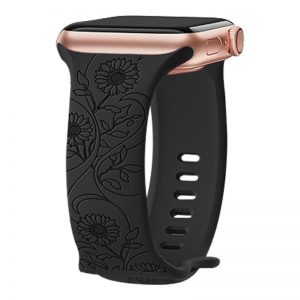 Laser Carved Embossed Brocade Sunflower Silicone Watch Strap - Durable & Stylish