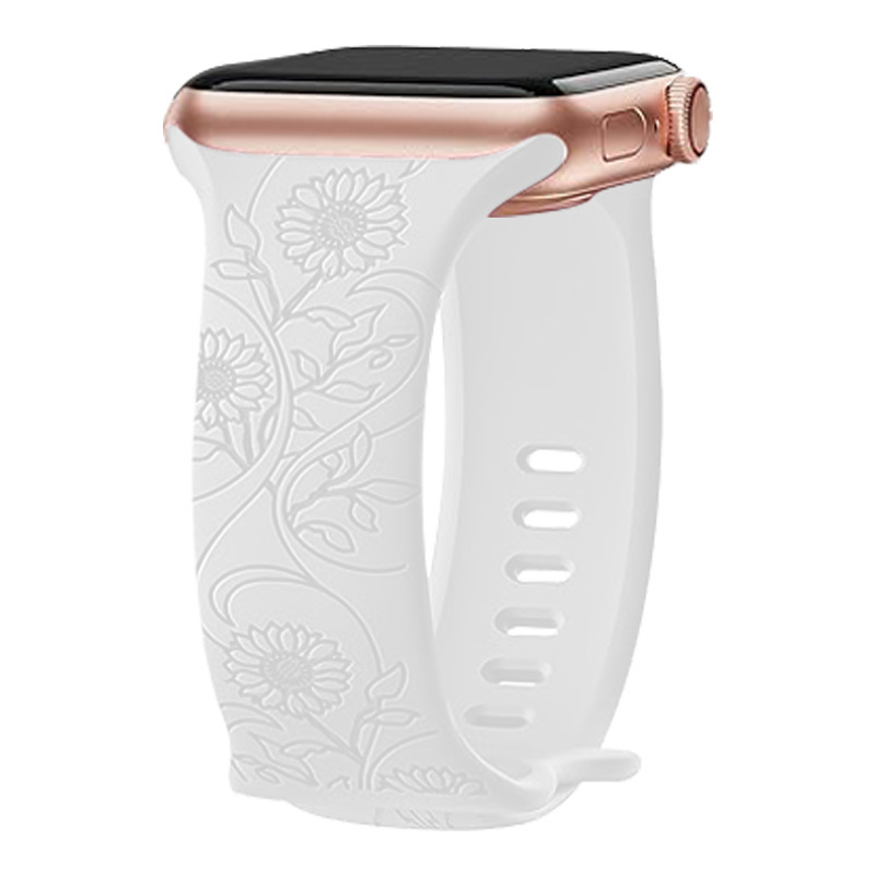 Laser Carved Embossed Brocade Sunflower Silicone Watch Strap - Durable & Stylish - Image 7