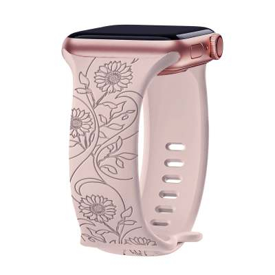 Laser Carved Embossed Brocade Sunflower Silicone Watch Strap - Durable & Stylish - Image 9