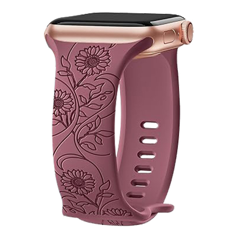 Laser Carved Embossed Brocade Sunflower Silicone Watch Strap - Durable & Stylish - Image 14