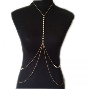 Trendy European and American Sexy Pearl Necklace Body Chain for Fashionistas