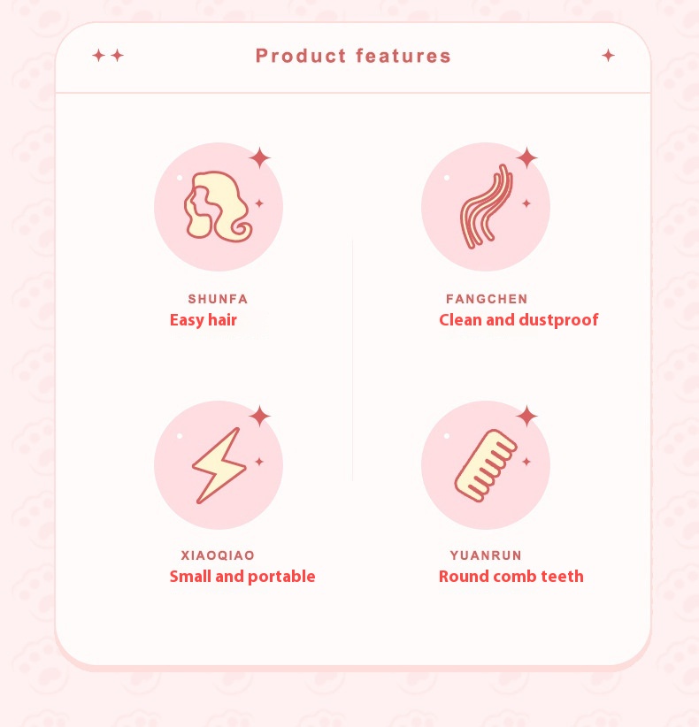 Adorable Cartoon Cat's Paw Series Small Hair Comb for Easy Styling - Image 5