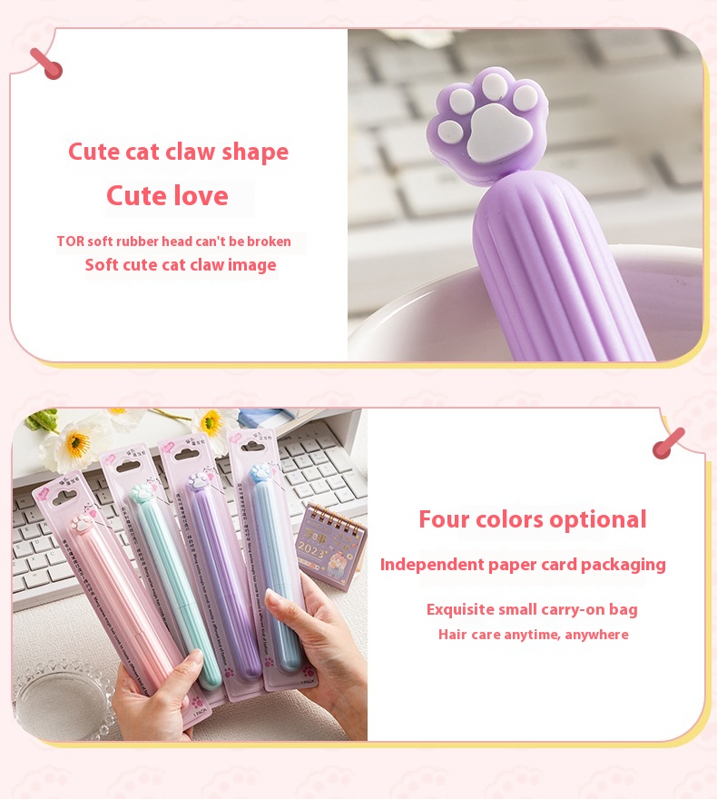 Adorable Cartoon Cat's Paw Series Small Hair Comb for Easy Styling - Image 8