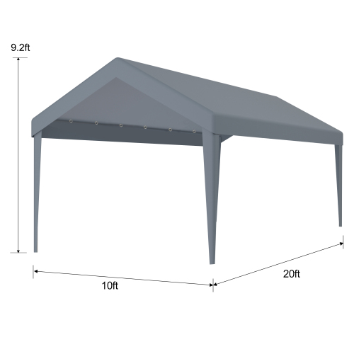 10x20ft Waterproof Carport Replacement Canopy Cover, UV Protected Tarp with 72 Elastic Buckles for Garage Shelter - Frame Not Included, Grey - Image 4