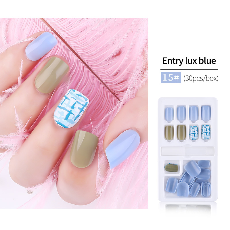30pcs Detachable Full Cover False Nail Tips Set for Short Nail Decoration - Image 25