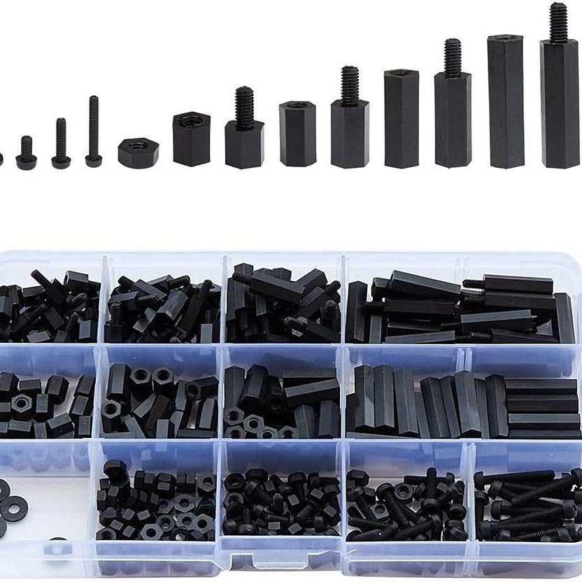 Black M3 Plastic Nylon Screw Nut Hex Isolation Column Gasket Set - Image 5