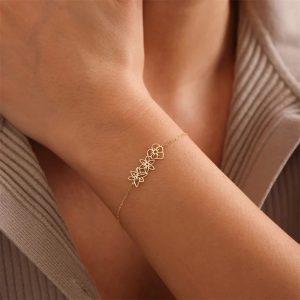 Handmade Stainless Steel Flower Combination Bracelet for Birthday Gifts