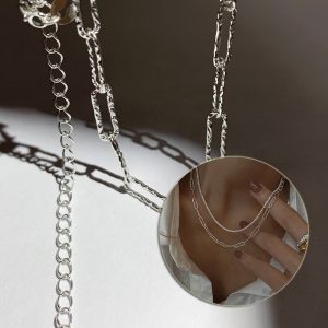 Trendy Women's S925 Silver Geometric Ring Necklace - Unique Jewelry for Parties & Birthdays