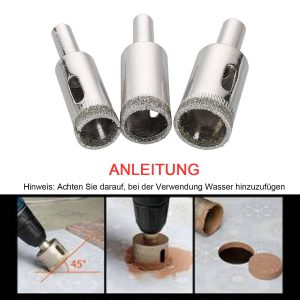 15-Piece Diamond Drill Bit Set for Glass, Stone, and Tile - Sizes 6-50mm