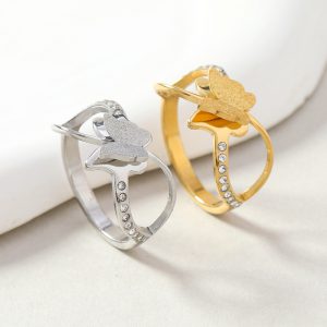 Double-Layer Frosted Cross Titanium Steel Ring for Women