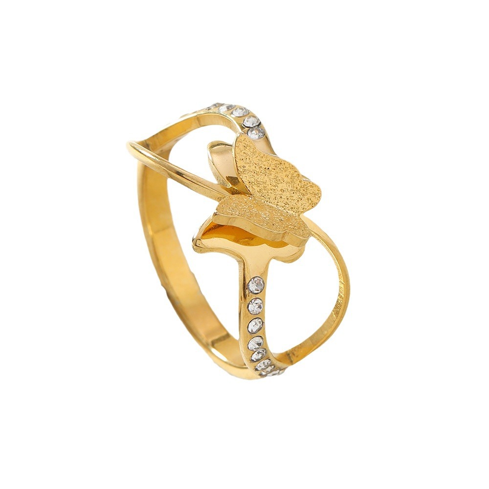 Double-Layer Frosted Cross Titanium Steel Ring for Women - Image 2