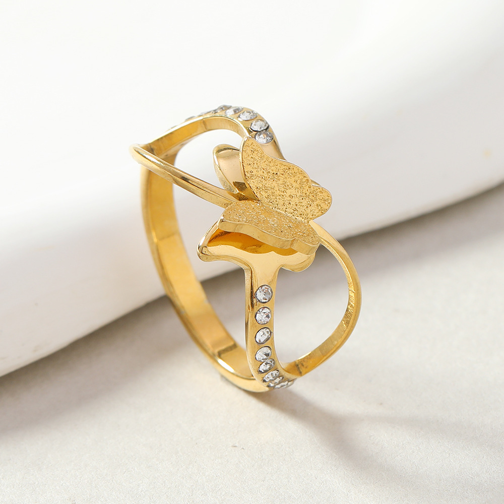 Double-Layer Frosted Cross Titanium Steel Ring for Women - Image 4