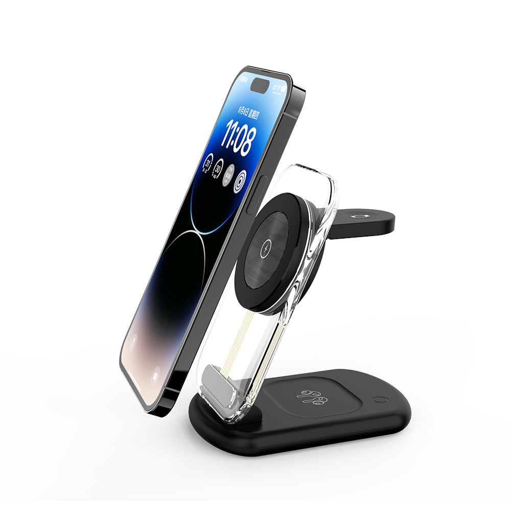 Sleek Transparent Folding Magnetic 3-in-1 Wireless Charger for Ultimate Convenience - Image 6
