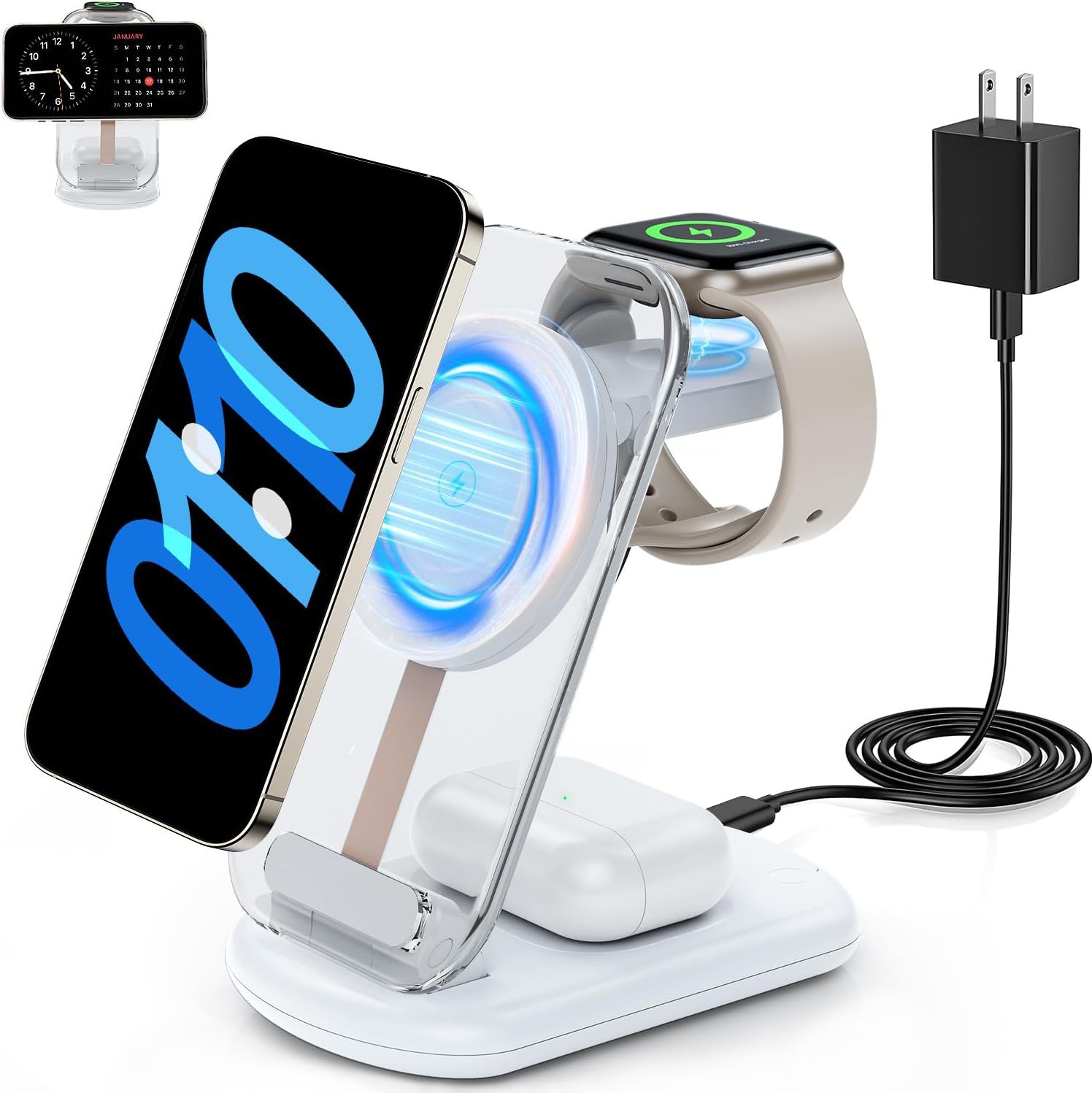 Sleek Transparent Folding Magnetic 3-in-1 Wireless Charger for Ultimate Convenience - Image 7