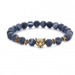 Agate Alloy Leopard Head Beaded Bracelet - Unique & Stylish Accessory