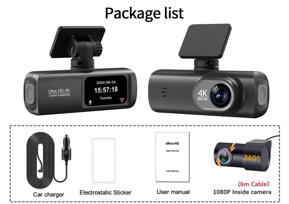 V22 HD Dual Channel Dash Cam with Advanced Tachograph Features