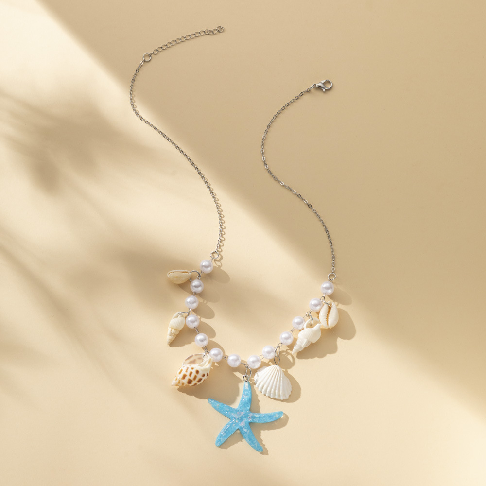 Stylish Pearl Conch Starfish Necklace - Trendy Shell Clavicle Chain - Image 5