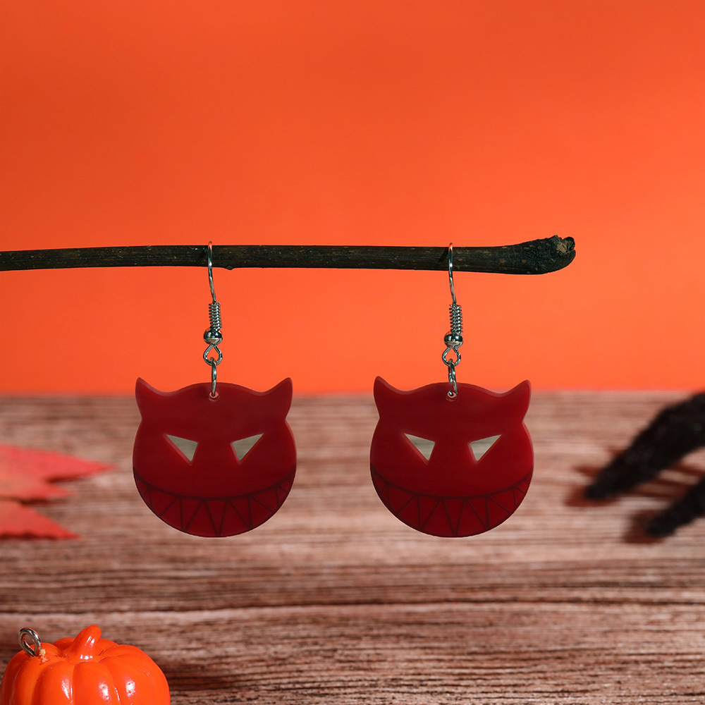 Eco-Friendly Acrylic Halloween Earrings in Red Heart Design
