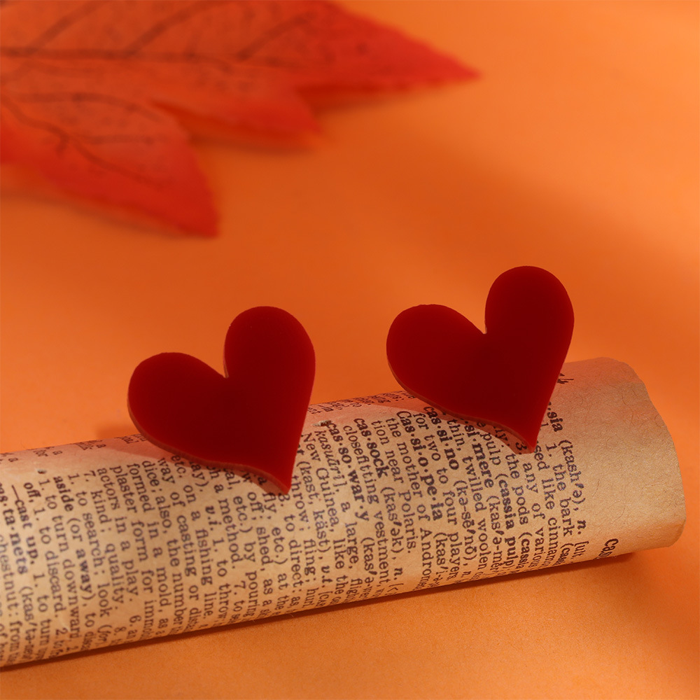 Eco-Friendly Acrylic Halloween Earrings in Red Heart Design - Image 4