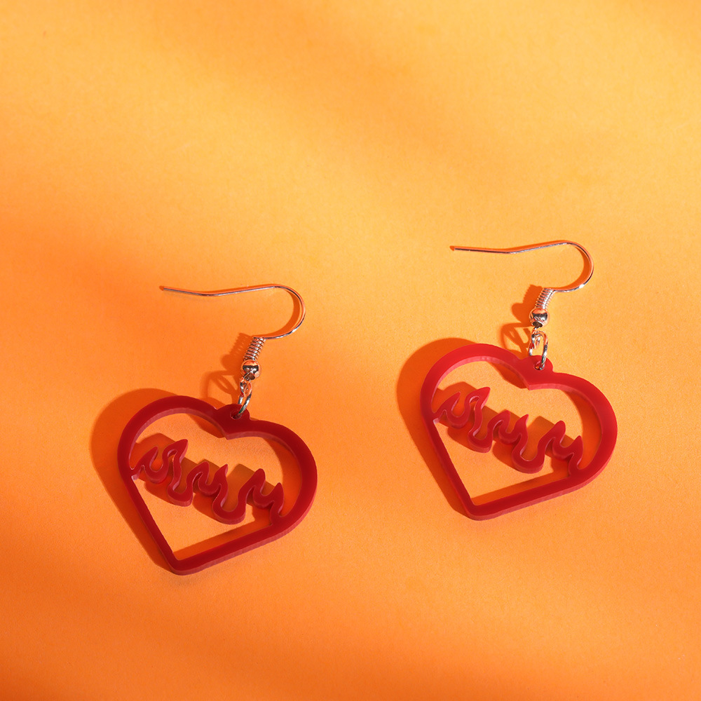 Eco-Friendly Acrylic Halloween Earrings in Red Heart Design - Image 6