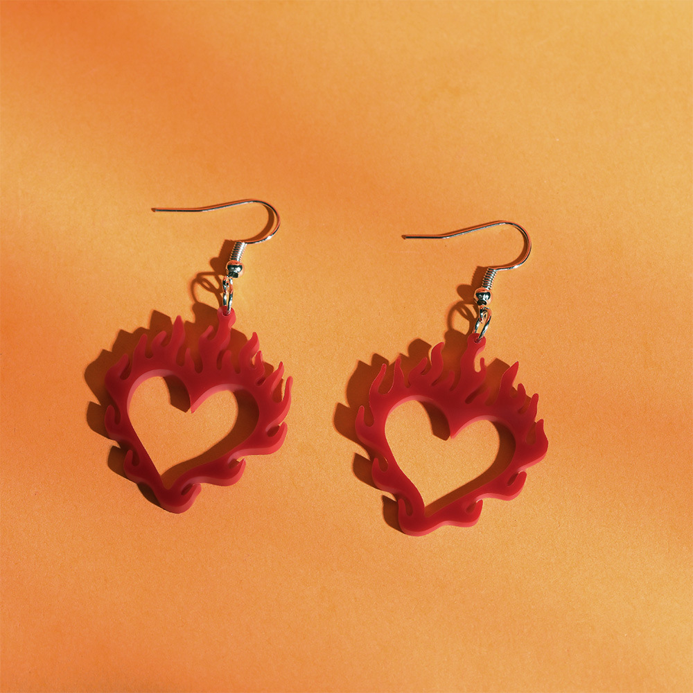 Eco-Friendly Acrylic Halloween Earrings in Red Heart Design - Image 7