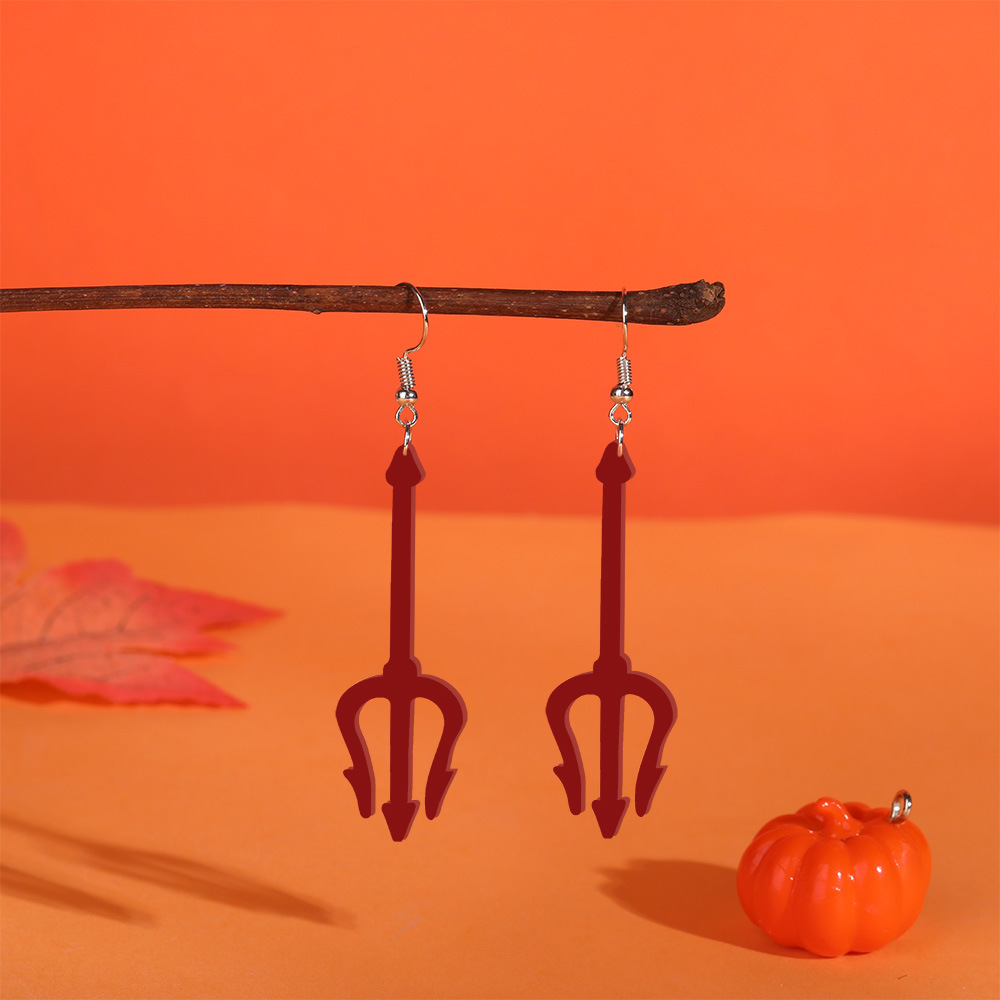 Eco-Friendly Acrylic Halloween Earrings in Red Heart Design - Image 8