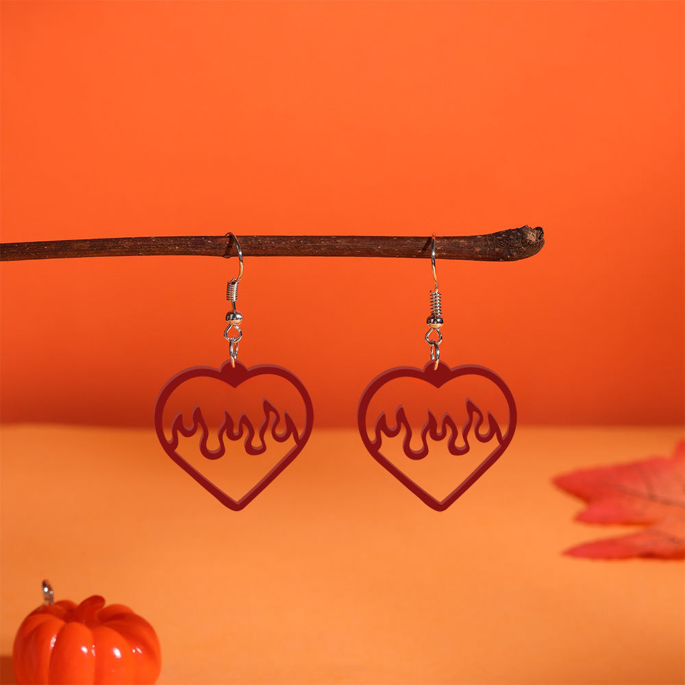 Eco-Friendly Acrylic Halloween Earrings in Red Heart Design - Image 10