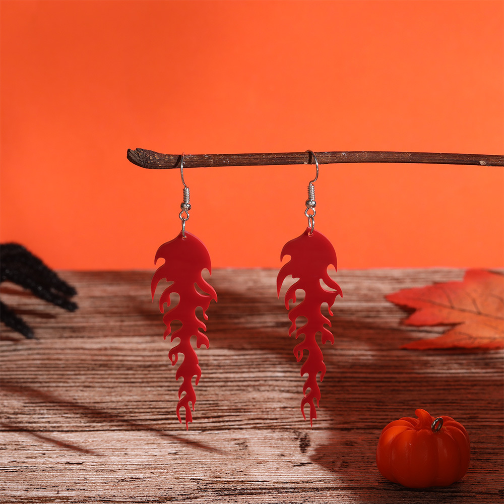 Eco-Friendly Acrylic Halloween Earrings in Red Heart Design - Image 12