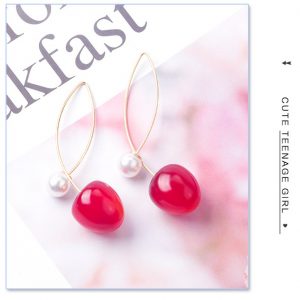 Stunning Artificial Red Gradient Cherry Pearl Earrings for a Chic Look