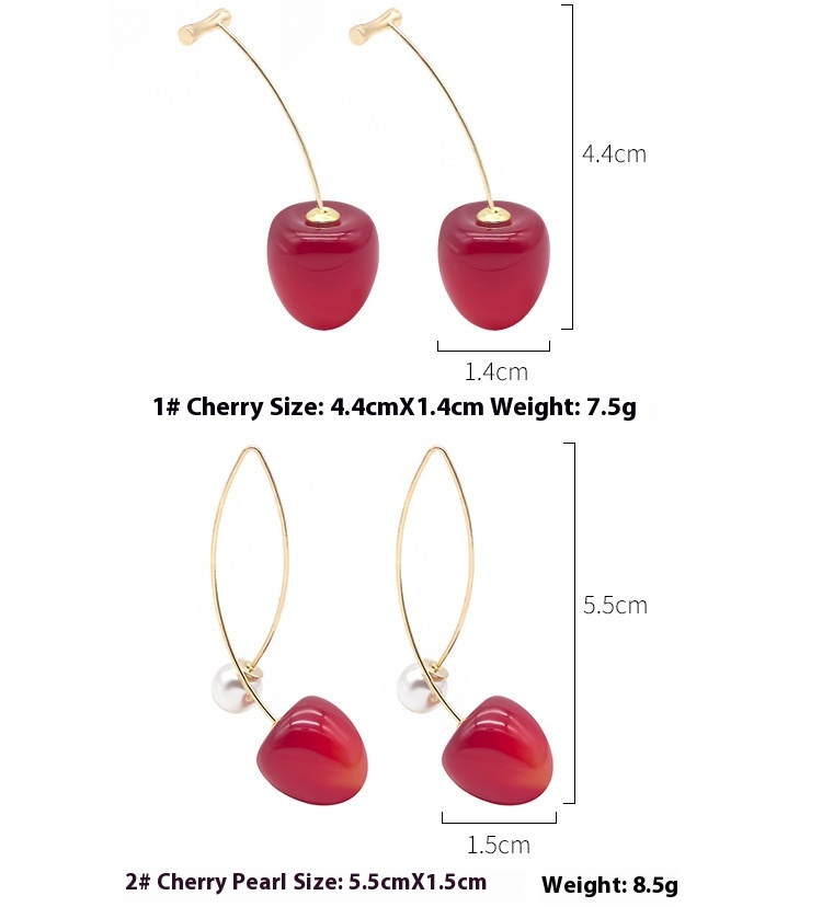 Stunning Artificial Red Gradient Cherry Pearl Earrings for a Chic Look - Image 2