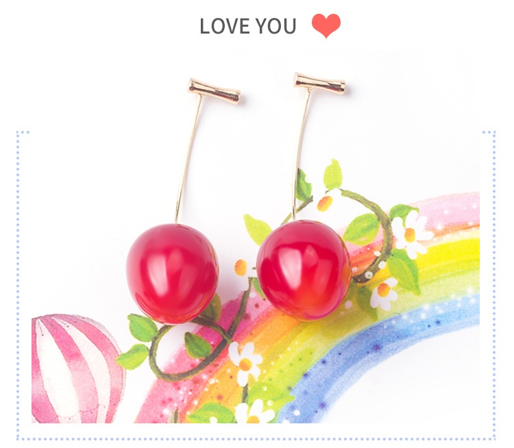 Stunning Artificial Red Gradient Cherry Pearl Earrings for a Chic Look - Image 3