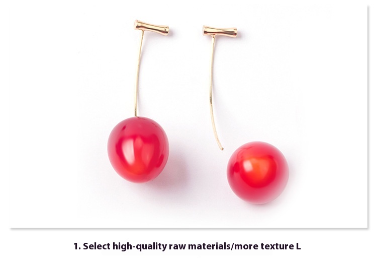 Stunning Artificial Red Gradient Cherry Pearl Earrings for a Chic Look - Image 4