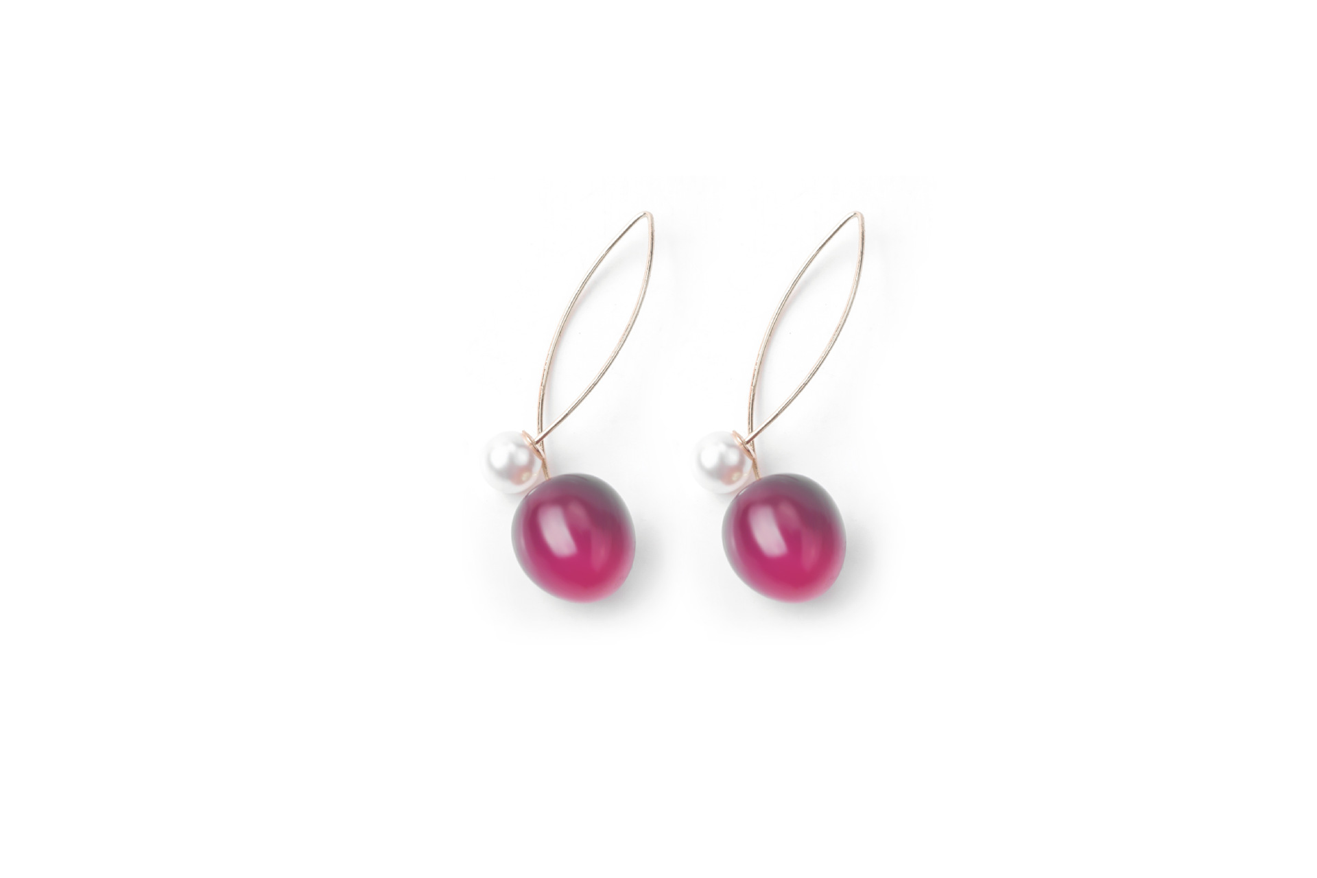 Stunning Artificial Red Gradient Cherry Pearl Earrings for a Chic Look - Image 14