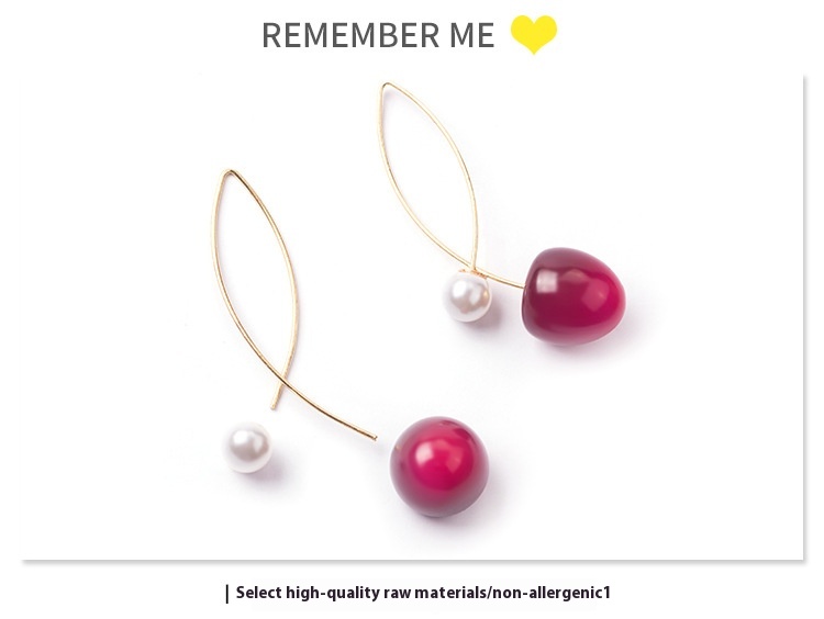 Stunning Artificial Red Gradient Cherry Pearl Earrings for a Chic Look - Image 15