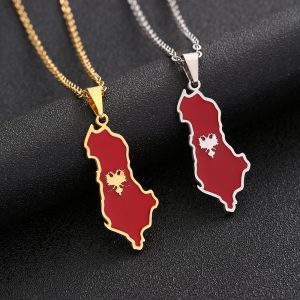 Men's Albania Map Stainless Steel Necklace - Unique Design Sense Jewelry