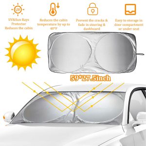 Foldable Car Front and Rear Window Windshield Sun Shade Cover - UV Protection Visor