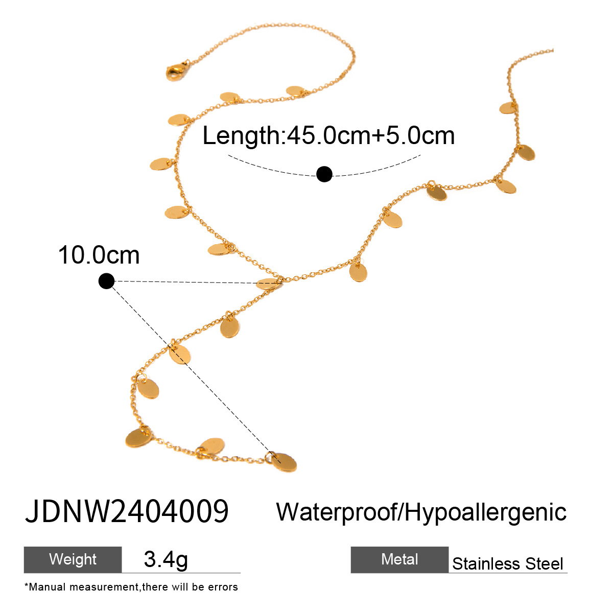 Stunning 18K Gold Stainless Steel Diamond Inlaid Tassel Necklace - Image 3