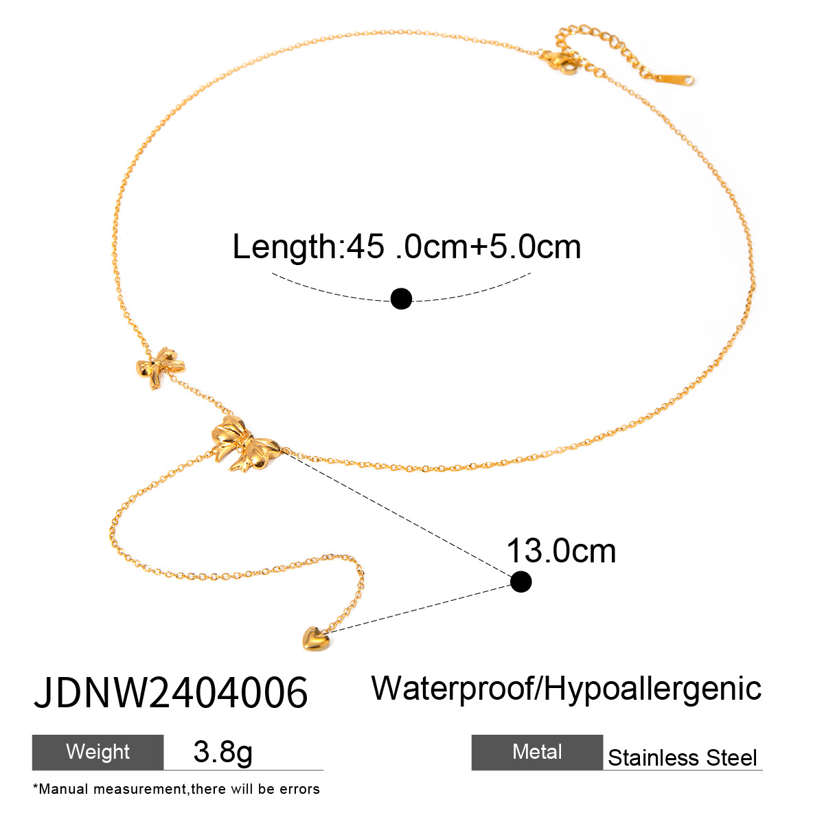 Stunning 18K Gold Stainless Steel Diamond Inlaid Tassel Necklace - Image 11