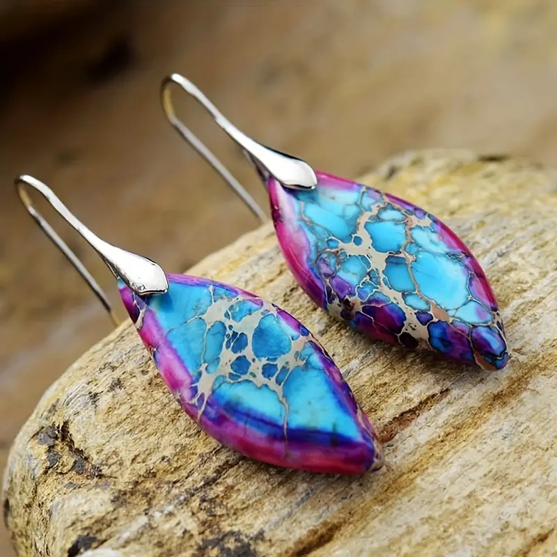 Emperor Stone Bohemian Natural Royal Stone Leaf Pendant Earrings - Stylish & Unique - Image 10
