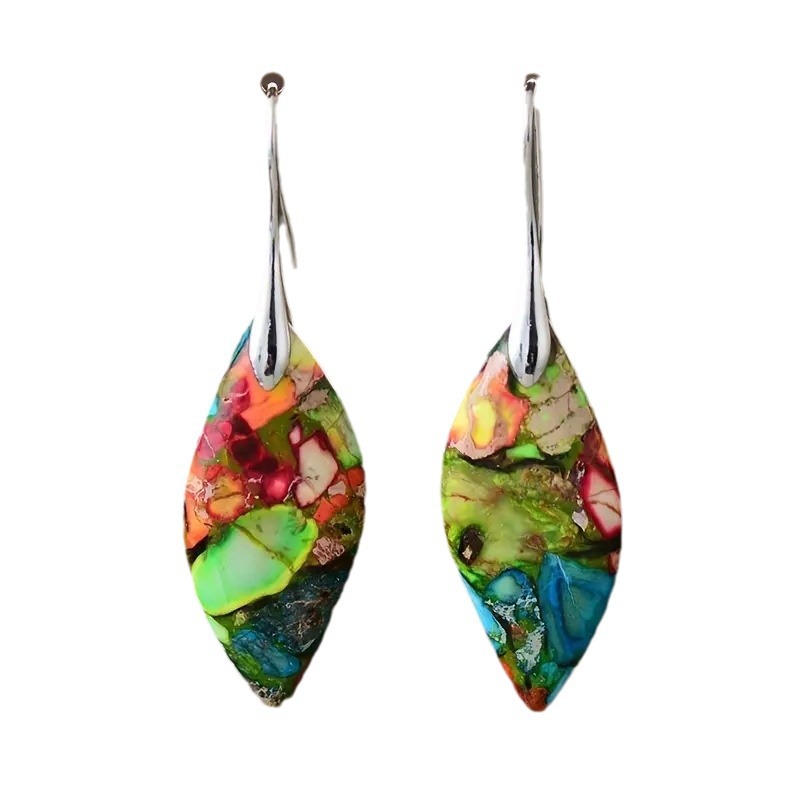 Emperor Stone Bohemian Natural Royal Stone Leaf Pendant Earrings - Stylish & Unique - Image 13