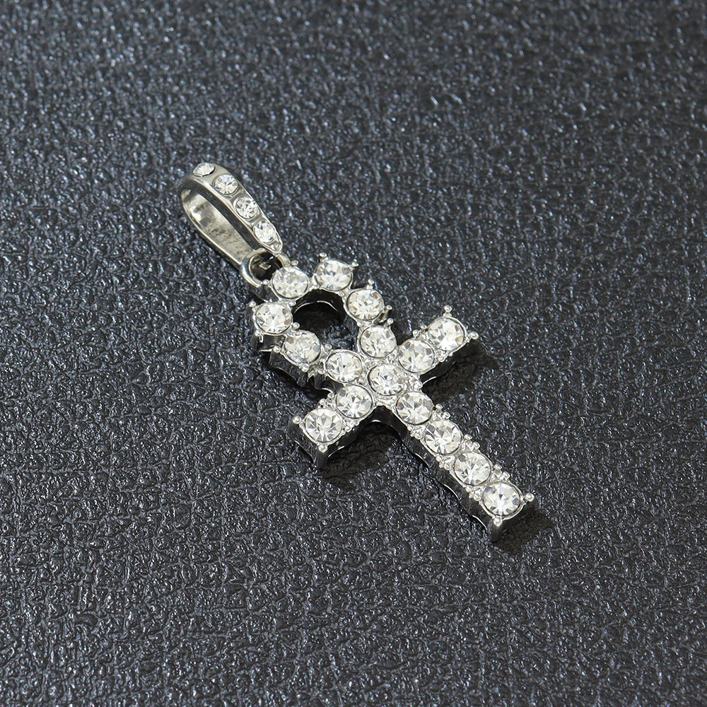 Men's Single Row Diamond Necklace with Cross Pendant - Elegant & Stylish - Image 8