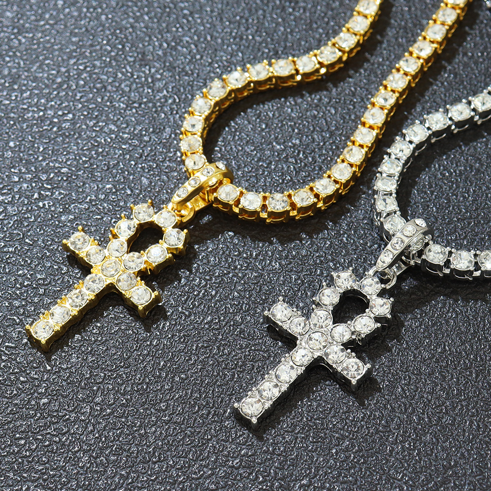 Men's Single Row Diamond Necklace with Cross Pendant - Elegant & Stylish - Image 11