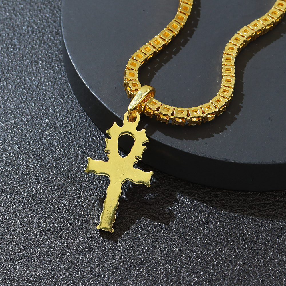 Men's Single Row Diamond Necklace with Cross Pendant - Elegant & Stylish - Image 12